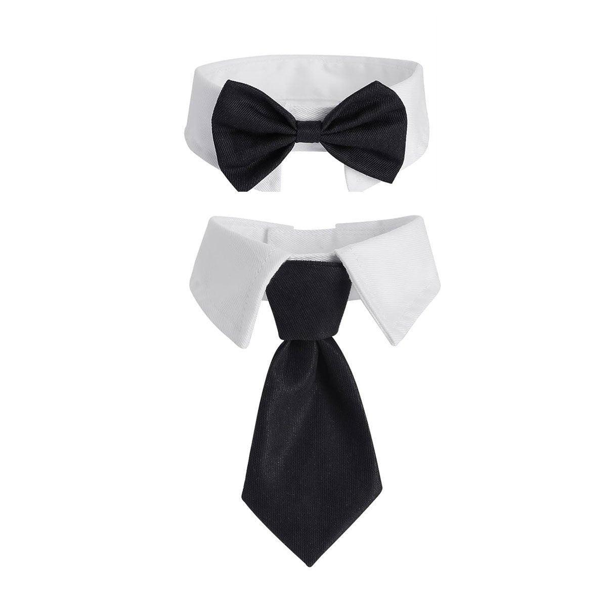 2pcs Pet Bow Tie Collar Dog Cat Suit Dress Accessories Adjustable Neck Strap - L 7