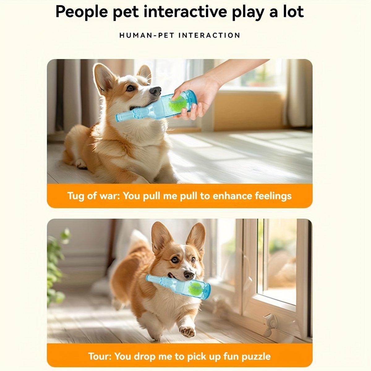 Durable Pet Teething Resistant Tennis Ball Wine Bottle Chew Toy for Dogs Play - Green-S 4