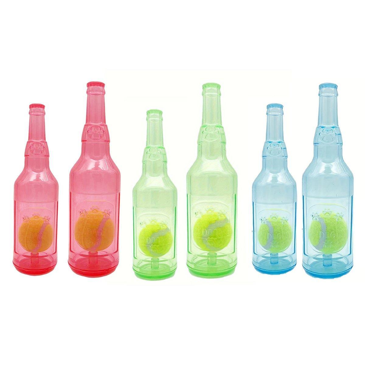 Durable Pet Teething Resistant Tennis Ball Wine Bottle Chew Toy for Dogs Play - Red-S