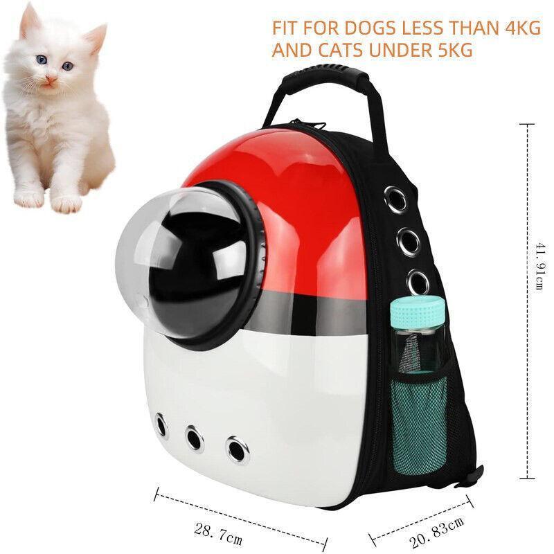 Cat Dog Backpack Carrier Breathable Pet Carrier Bag for Outdoor Travel - Red with White 4