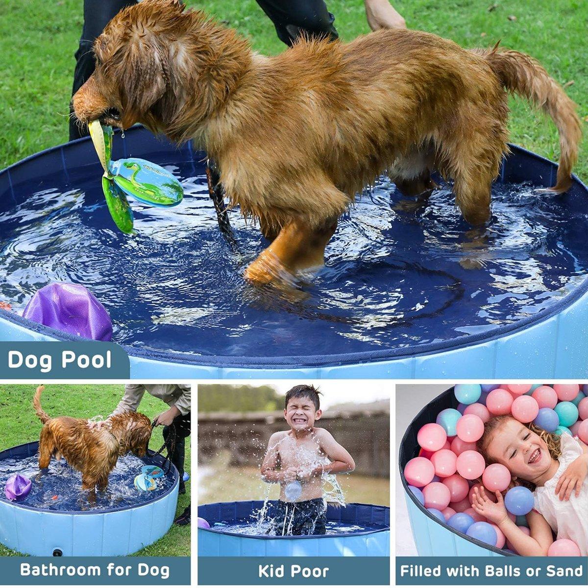 Pet Swimming Pool Foldable Portable Pool for Dogs Outdoor Summer Play - Blue-120x30cm 5