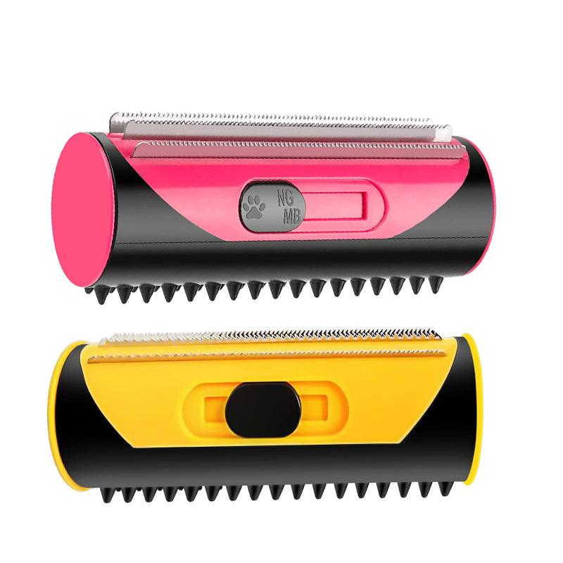 Pet Dog Cat Hair Fur Deshedding Shedding Trimmer Tool Grooming Roll Comb Brush - Yellow