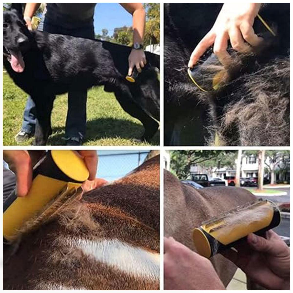 Pet Dog Cat Hair Fur Deshedding Shedding Trimmer Tool Grooming Roll Comb Brush - Yellow 4