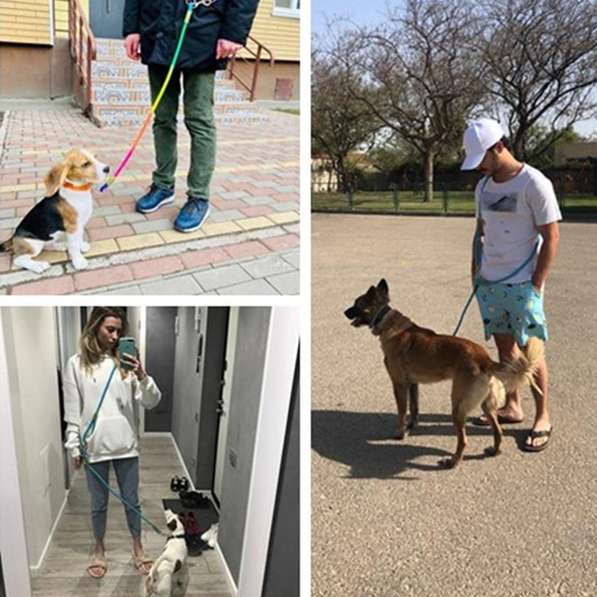 Adjustable Diagonal Dog Walking Leash Hands Free Crossbody Pet Lead Dogs - Colourful 4