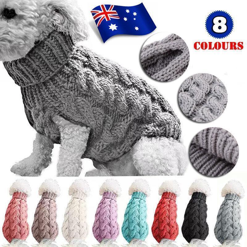 Puppy Dog Jumper Winter Warm Knitted Sweater Pet Clothes Small Dogs Coat Thermal M Size - Black