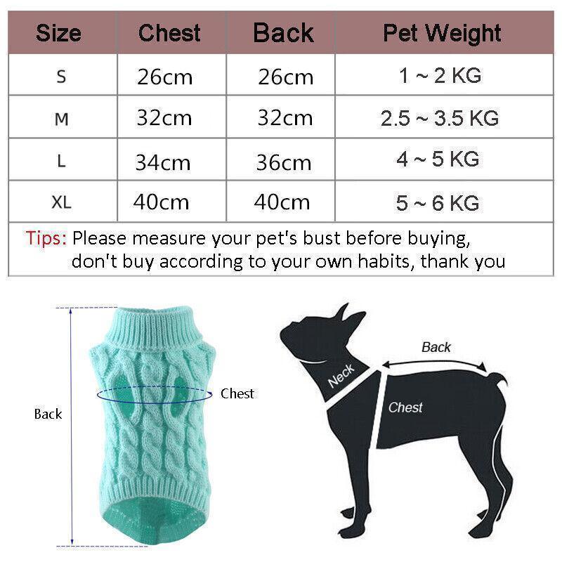 Puppy Dog Jumper Winter Warm Knitted Sweater Pet Clothes Small Dogs Coat Thermal S Size - Leather Pink 3