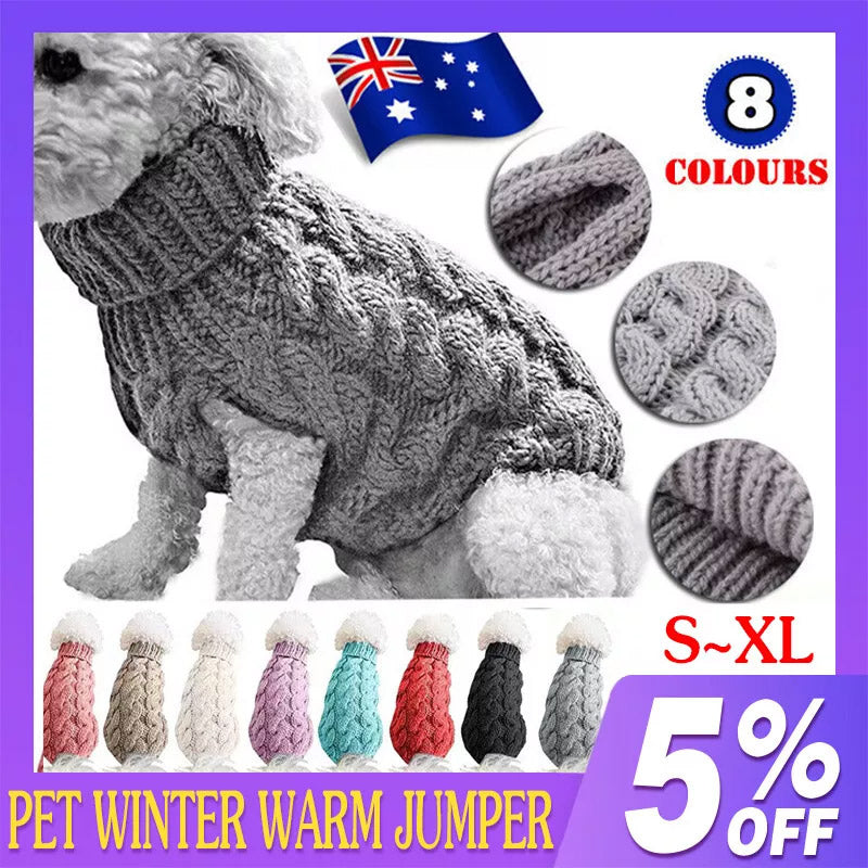 Puppy Dog Jumper Winter Warm Knitted Sweater Pet Clothes Small Dogs Coat Thermal S Size - Pink