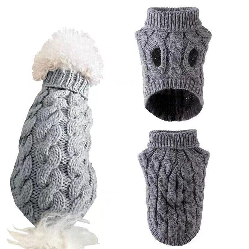 Puppy Dog Jumper Winter Warm Knitted Sweater Pet Clothes Small Dogs Coat Thermal M Size - White 5