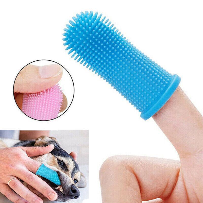 Dog Cat Super Soft Pet Finger Toothbrush Teeth Silicone Brush Care Cleaning - Clear 5