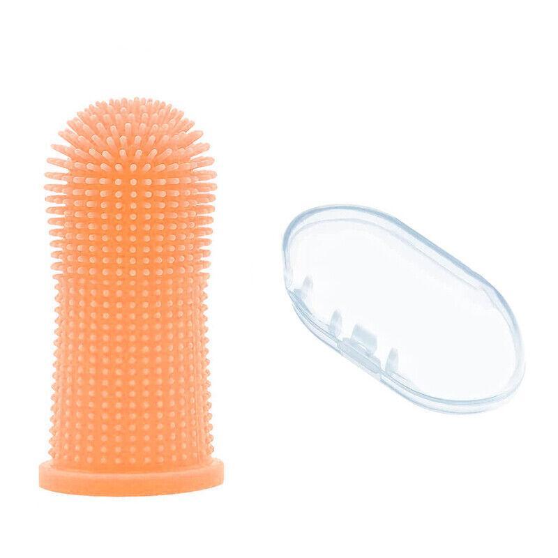 Dog Cat Super Soft Pet Finger Toothbrush Teeth Silicone Brush Care Cleaning - Clear 6