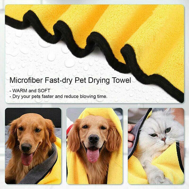Pet Drying Towel Ultra-Absorbent Water Dog Cat Bath Microfiber Clean Soft Cloth - 70 X 140CM 3