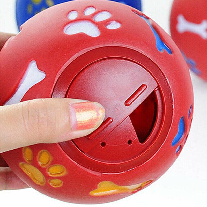 11cm Dog Pet Fun Tough-Treat Ball Tumbler Mental Food Dispenser Feeder Puzzle Toy - Red 4