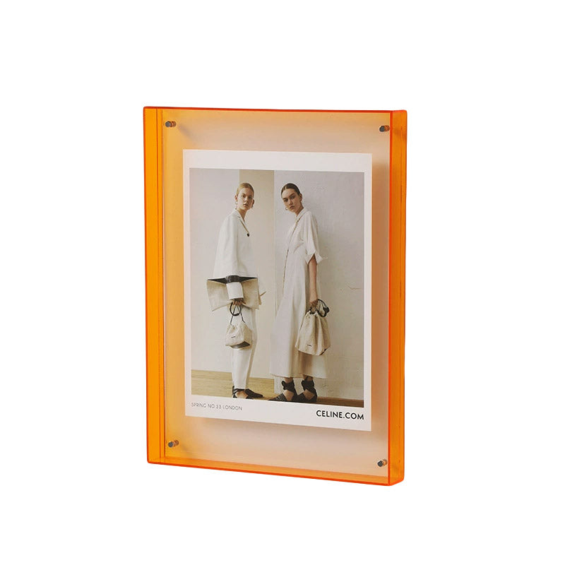 Acrylic Photo Frame Double-Sided Clear Display with Screw Mount – 16x21cm - Orange 7