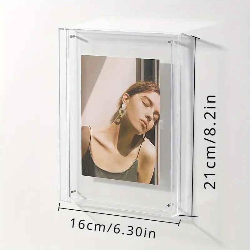 Acrylic Photo Frame Double-Sided Clear Display with Screw Mount – 16x21cm - Transparent 3