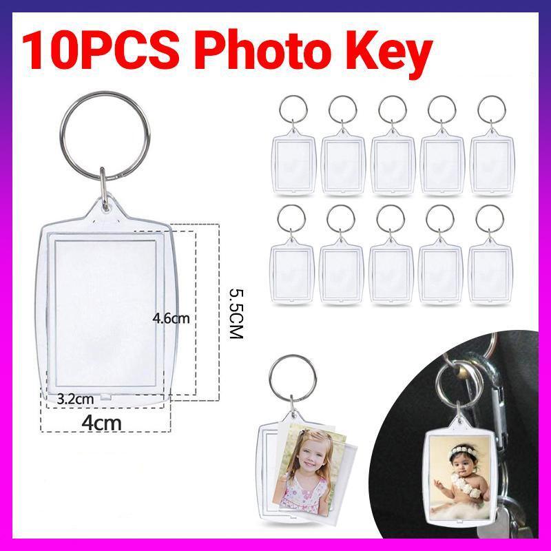 10PCS Clear Acrylic Photo Keyring - DIY Picture Frame Keychain Gifts
