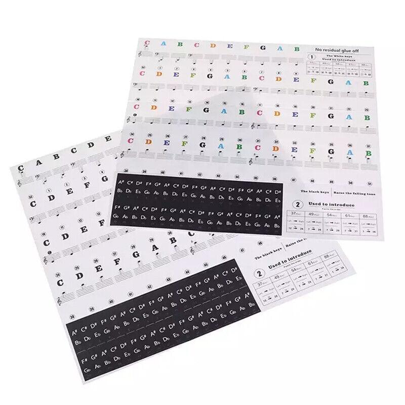 Transparent Keyboard Piano Stickers 88/61/54/49/37 Keys Sticker Note For Learner - Colourful