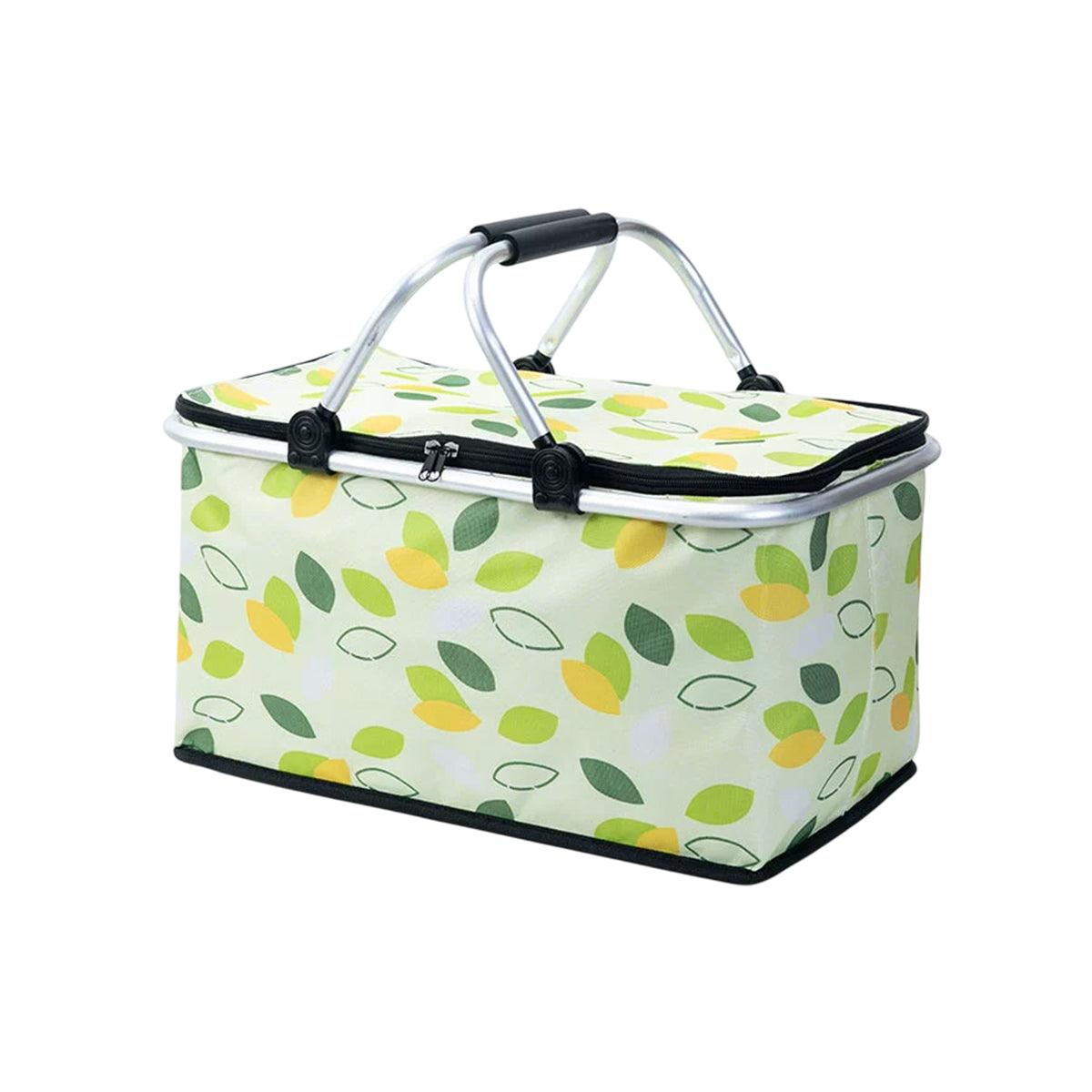 Foldable Picnic Basket Outdoor Camping Carrying Basket Portable Food Storage - Green 10