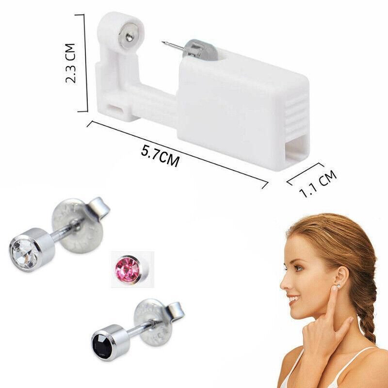 Disposable Sealed Ear Piercing Gun Kit Tool With 316L Stud Bone With Gem 1Pc - Black 3