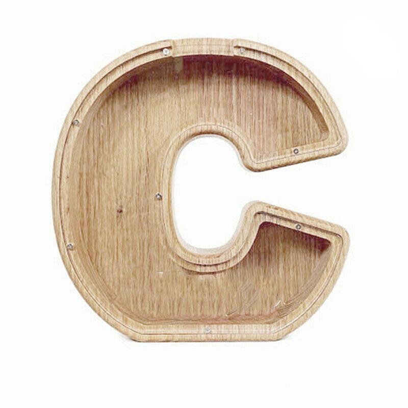 Wooden Piggy Bank Funny Letter or Guitar Coin Saving Money Box A–Z Gift Idea - I 8