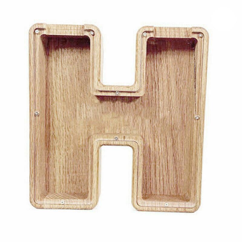 Wooden Piggy Bank Funny Letter or Guitar Coin Saving Money Box A–Z Gift Idea - I 13