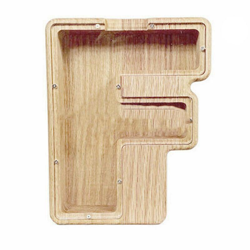 Wooden Piggy Bank Funny Letter or Guitar Coin Saving Money Box A–Z Gift Idea - J 11
