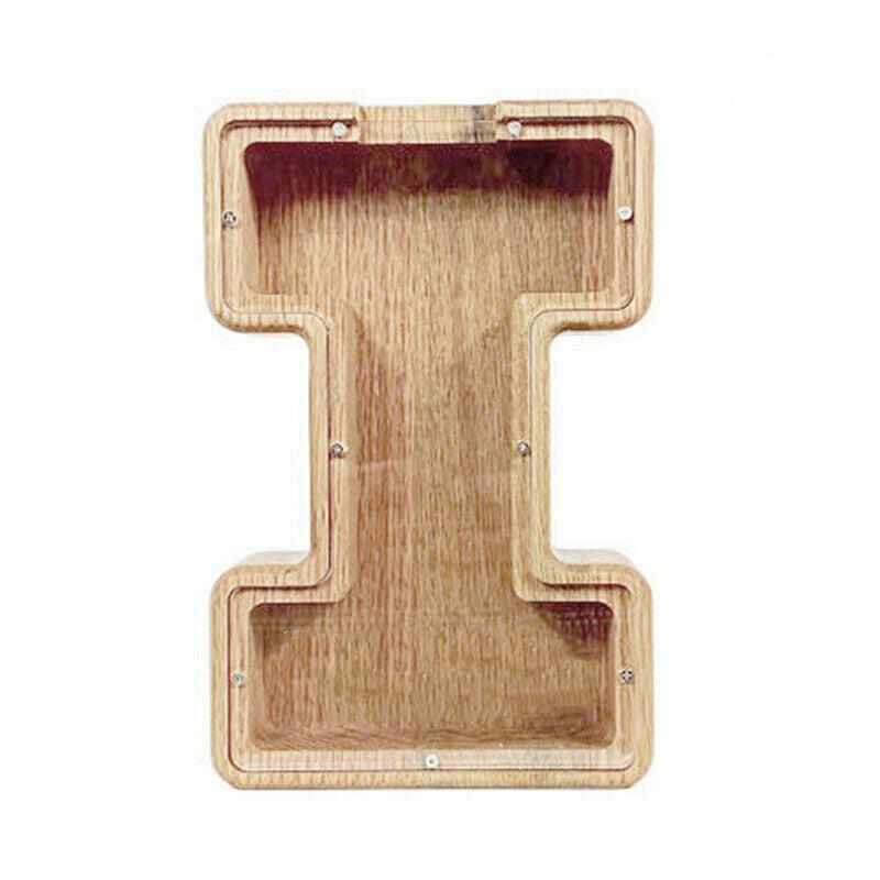 Wooden Piggy Bank Funny Letter or Guitar Coin Saving Money Box A–Z Gift Idea - J 14