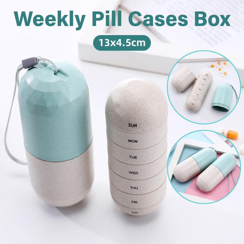 Sealed 7 Compartment Rotating Pill Box Weekly Travel Capsule Organizer Case