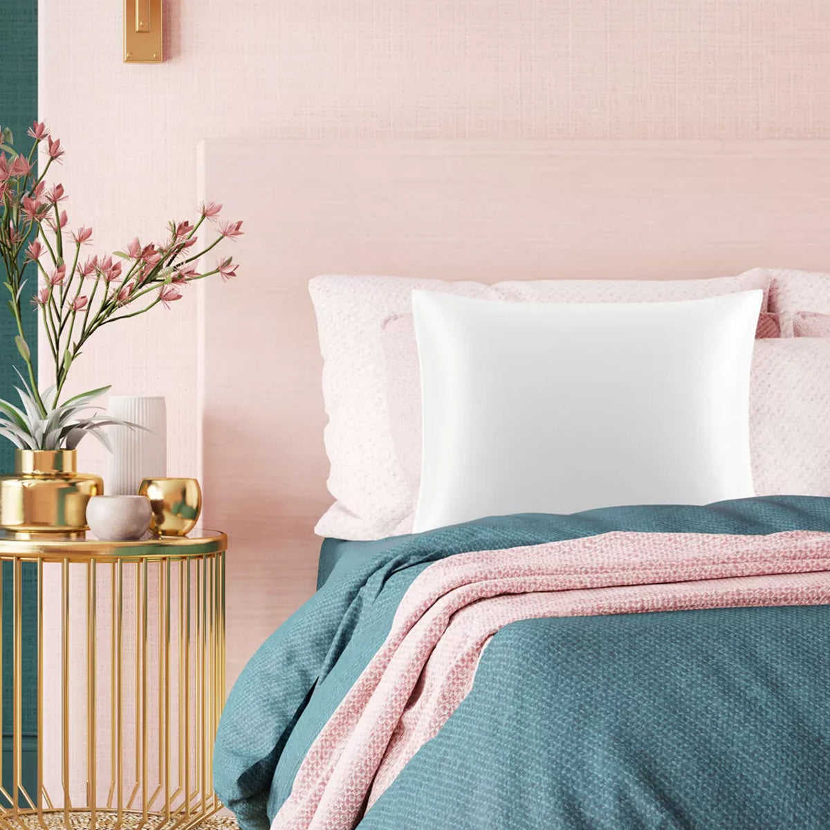 Silk Envelope Pillowcase Soft Satin Protective Cover for Bed Sleep Comfort - White 4