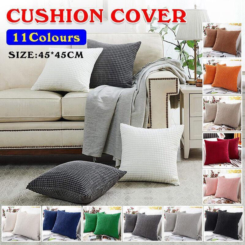 45X45 Plain Solid Colour Cushion Cover Decorative Pillow Case Home Multicoloured - Brown