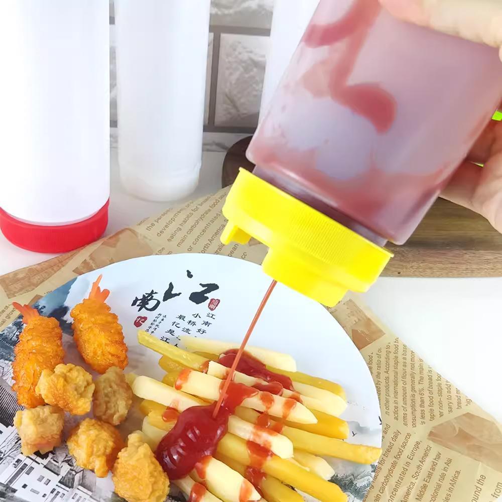 16oz Plastic Sauce Dispenser Bottles Large Capacity Double-ended Squeeze Bottles - Red 3