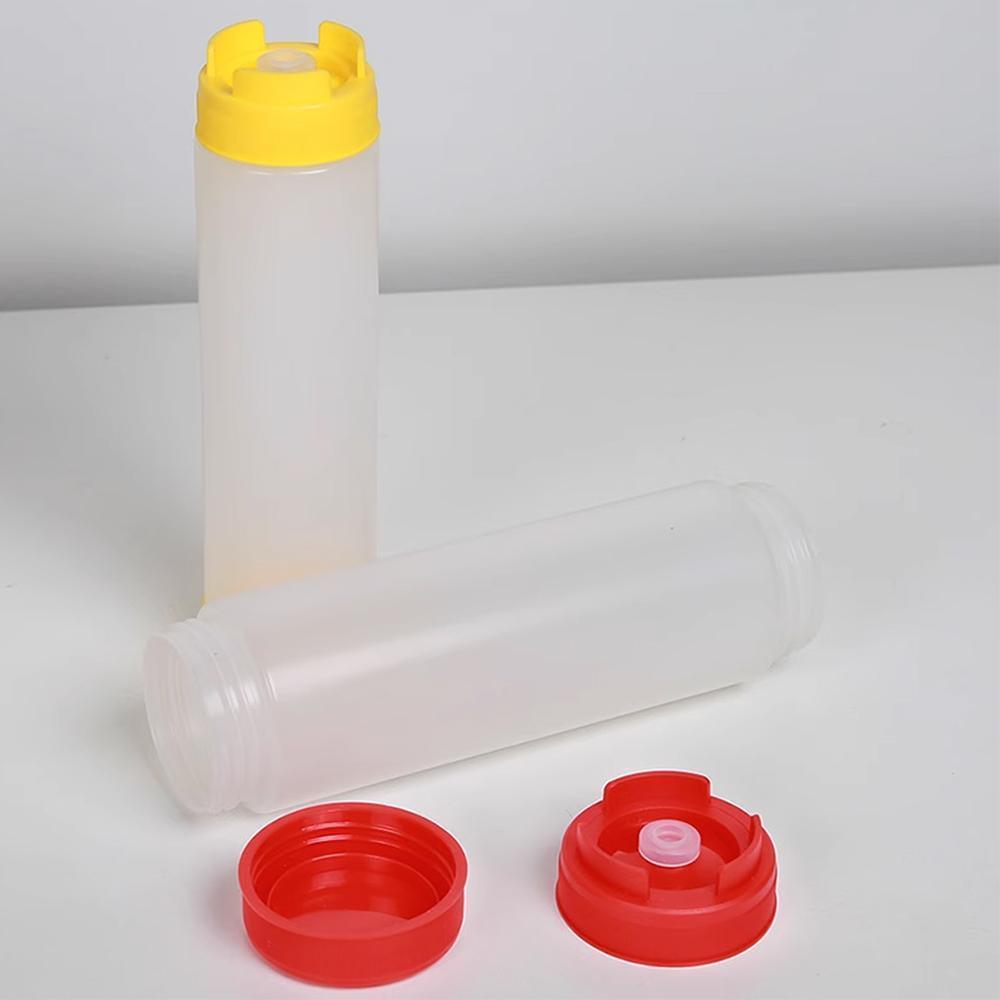 16oz Plastic Sauce Dispenser Bottles Large Capacity Double-ended Squeeze Bottles - Red 4