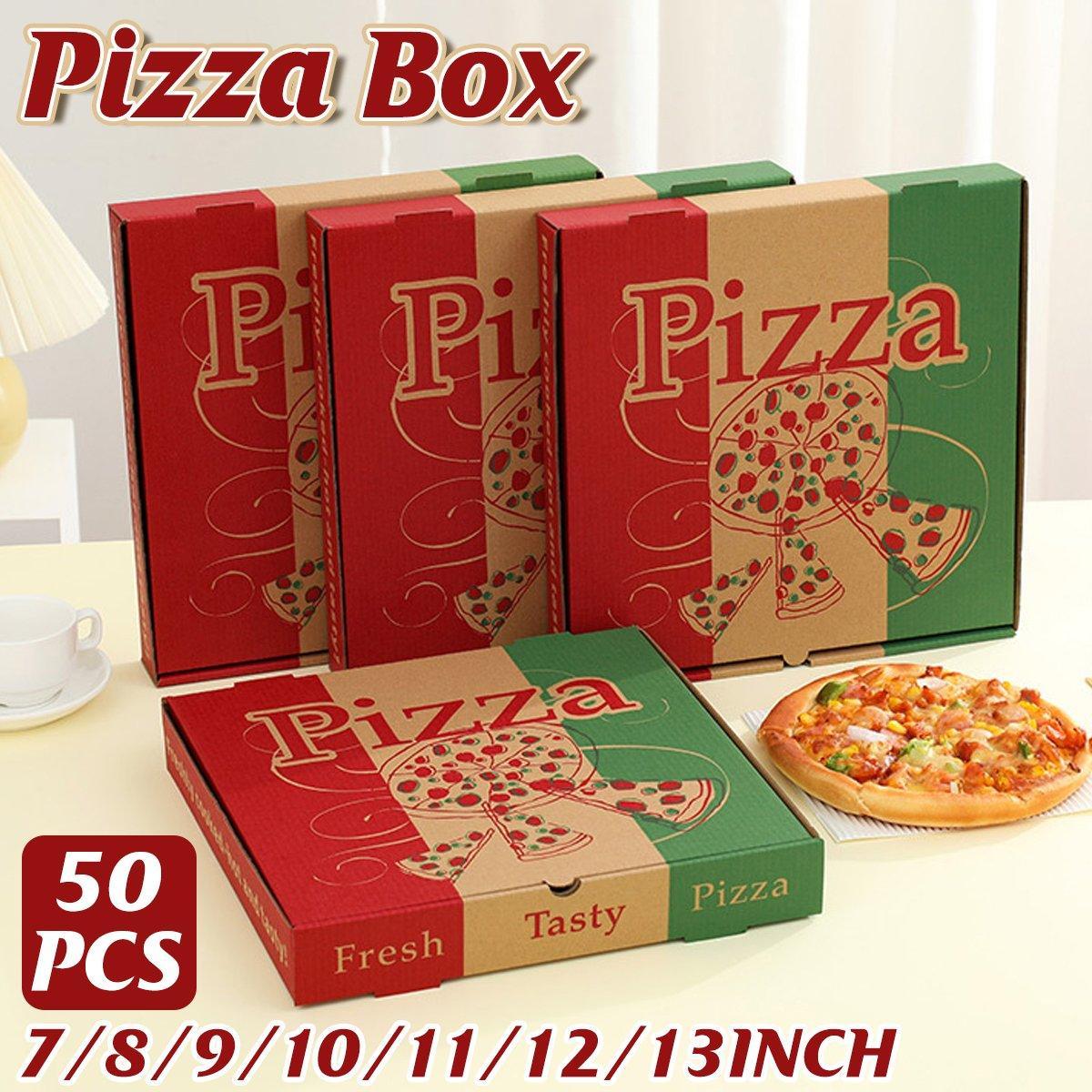 50pcs Pizza Packing Boxes Folding Box Durable Food Storage Containers Colourful - 11inch