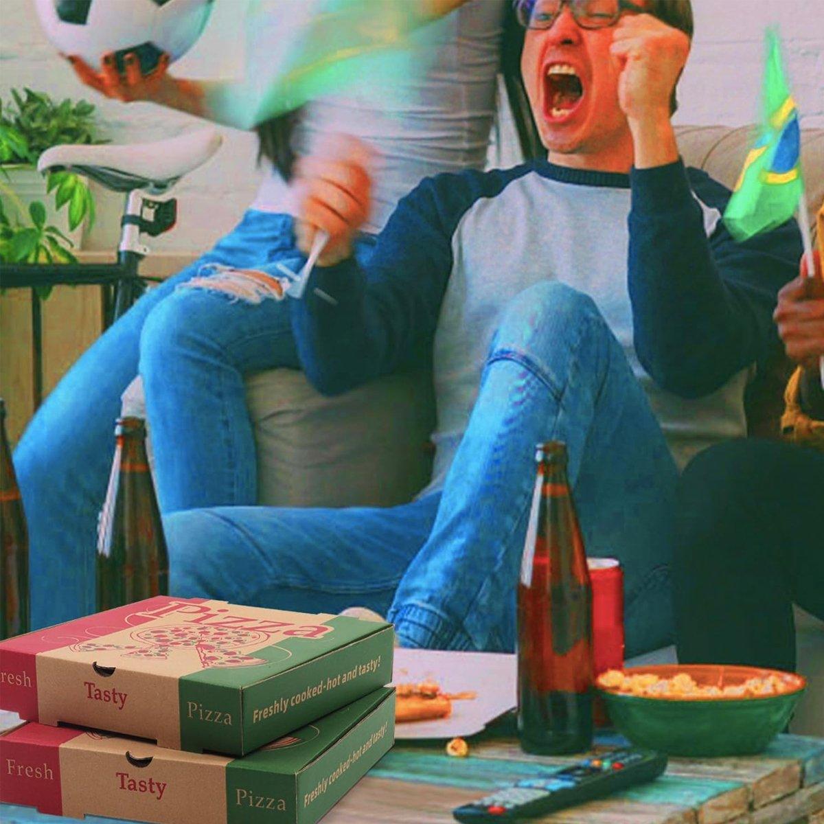 50pcs Pizza Packing Boxes Folding Box Durable Food Storage Containers Colourful - 11inch 4