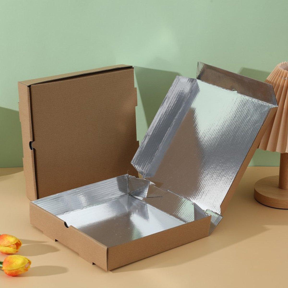 50pcs Aluminum Foil Pizza Packaging Paper Boxes Durable Food Storage Containers - 11inch 4