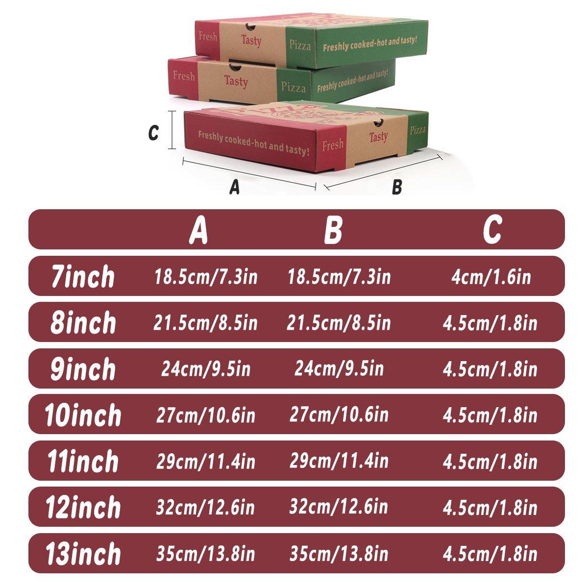 50pcs Pizza Packing Boxes Folding Box Durable Food Storage Containers Colourful - 8inch 3