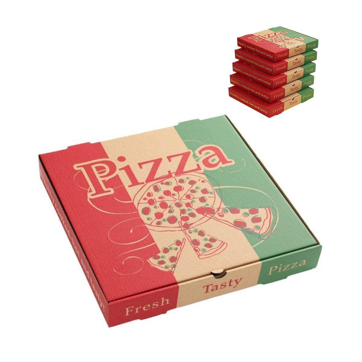 50pcs Pizza Packing Boxes Folding Box Durable Food Storage Containers Colourful - 9inch