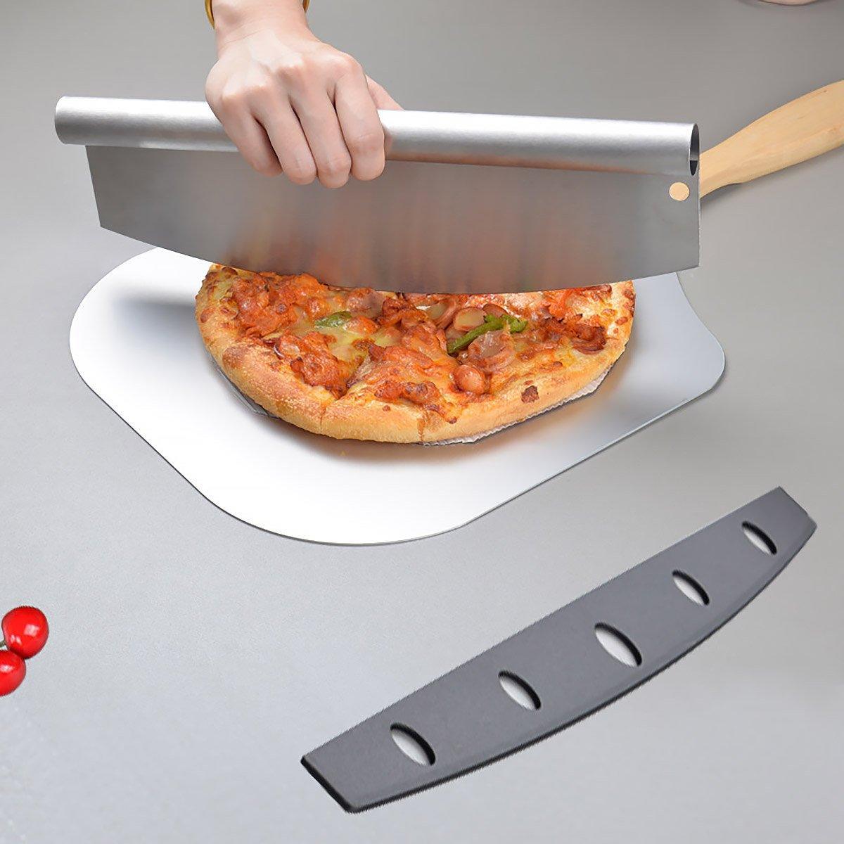 Aluminum Pizza Shovel 12Inch Pizza Transfer Tool with Pizza Cutter and Wheel Set 5