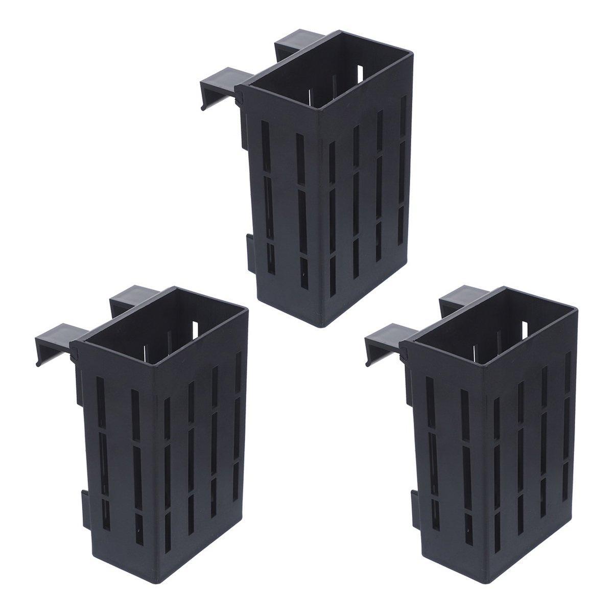 Hydroponic Plant Storage Rack Fish Tank Decoration Square Aquarium Basket Holder - Black 6