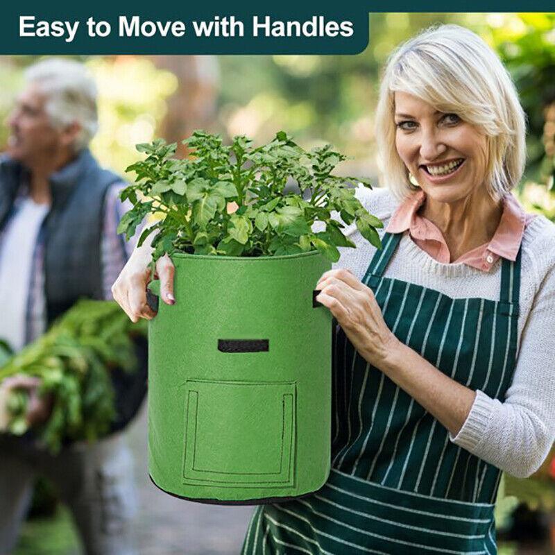 10 Gallon Potato Grow Planter Container Bag Pouch Root Plant Growing Pot Side Window - Black 4