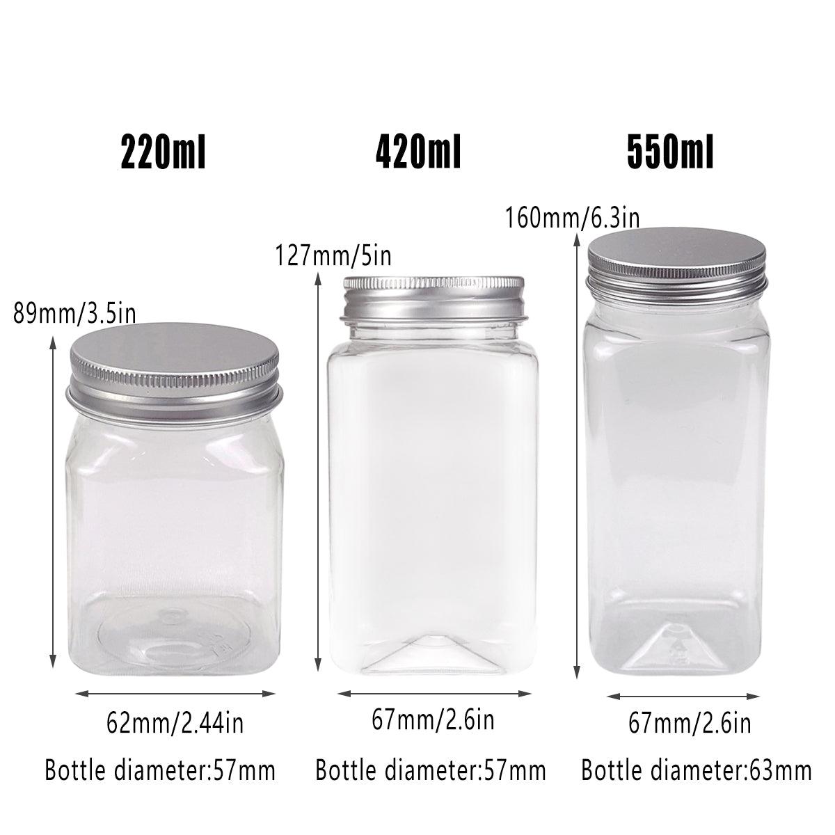 20pcs Square Transparent Plastic Bottle with Aluminum Cap Sealed Jar for Food - 550ml 3