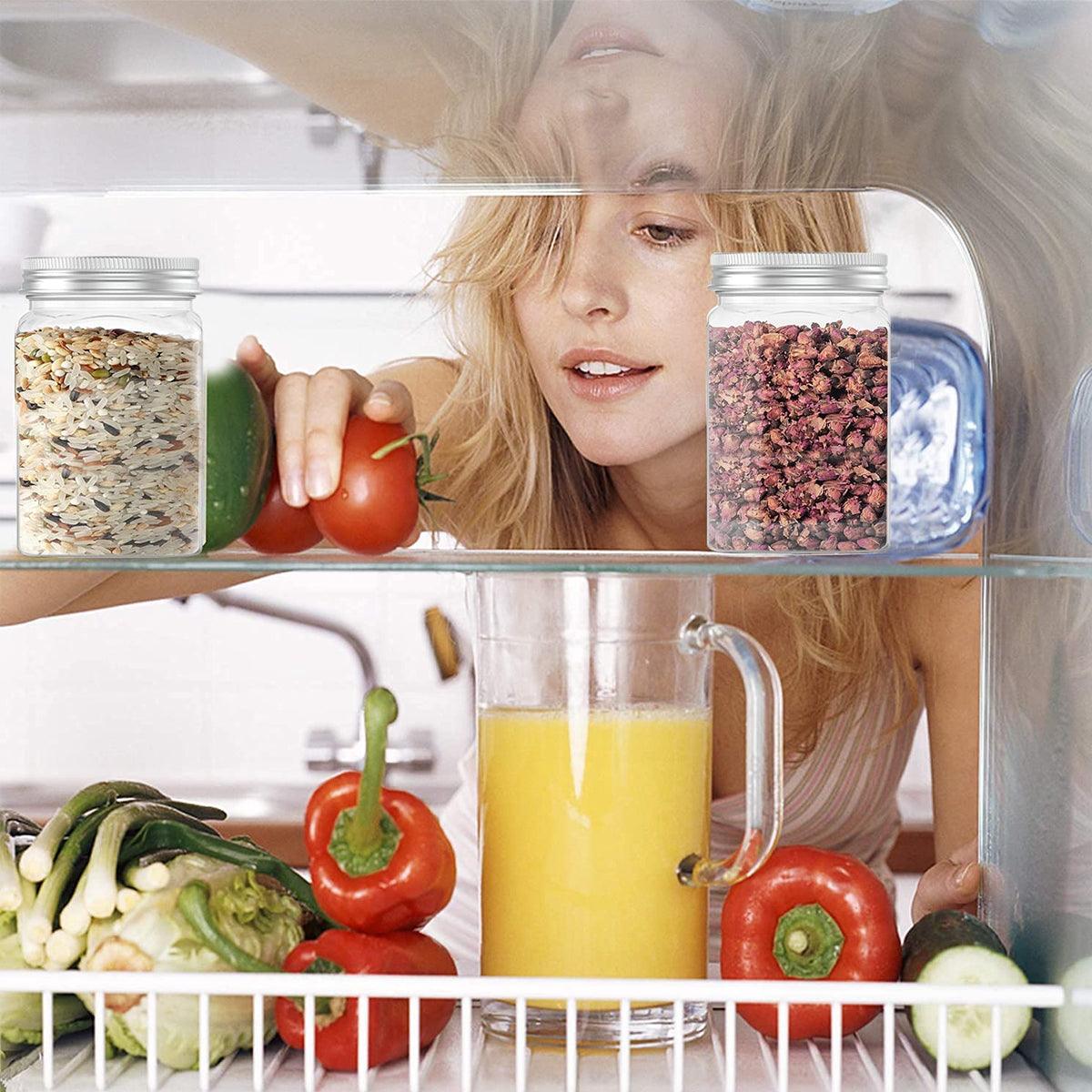 20pcs Square Transparent Plastic Bottle with Aluminum Cap Sealed Jar for Food - 550ml 4