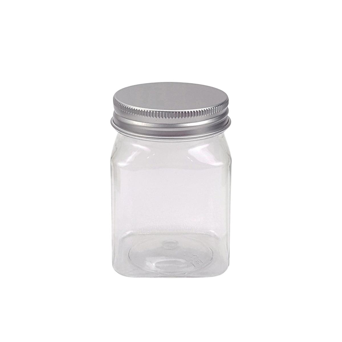 20pcs Square Transparent Plastic Bottle with Aluminum Cap Sealed Jar for Food - 550ml 6