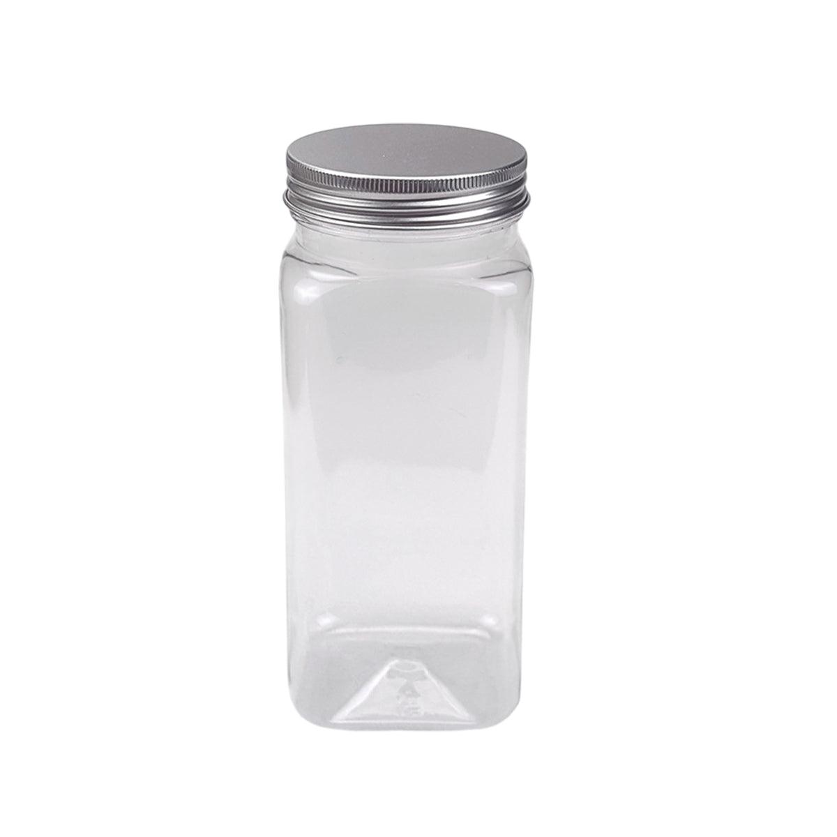 20pcs Square Transparent Plastic Bottle with Aluminum Cap Sealed Jar for Food - 550ml 8