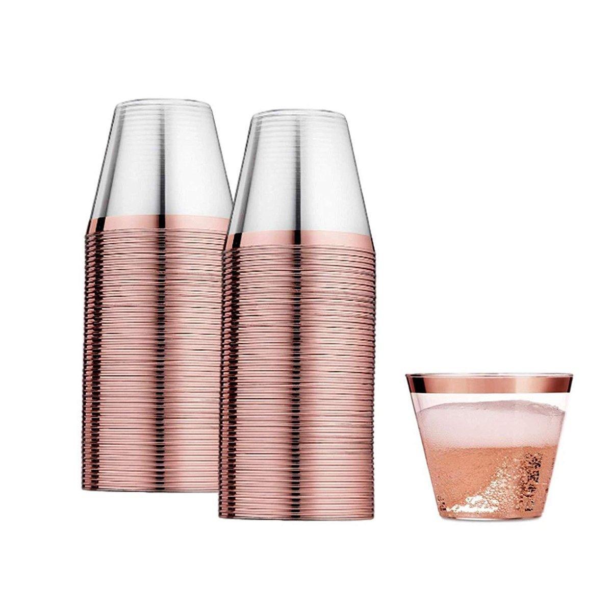 100pcs 9OZ Hot Gold Silver Plastic Wine Cup Western Food Cup Ice Cream - Gold 7