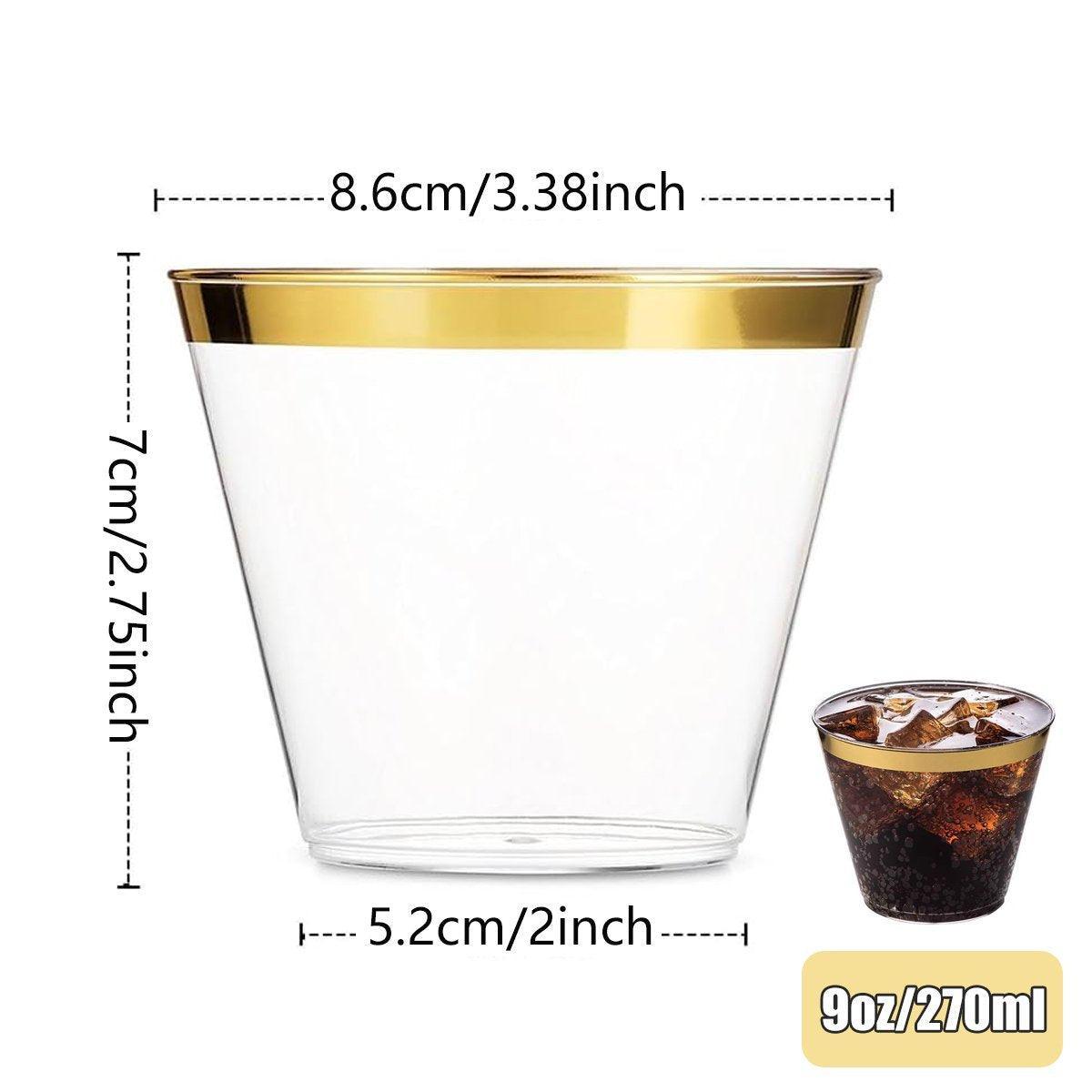 100pcs 9OZ Hot Gold Silver Plastic Wine Cup Western Food Cup Ice Cream - Silver 3