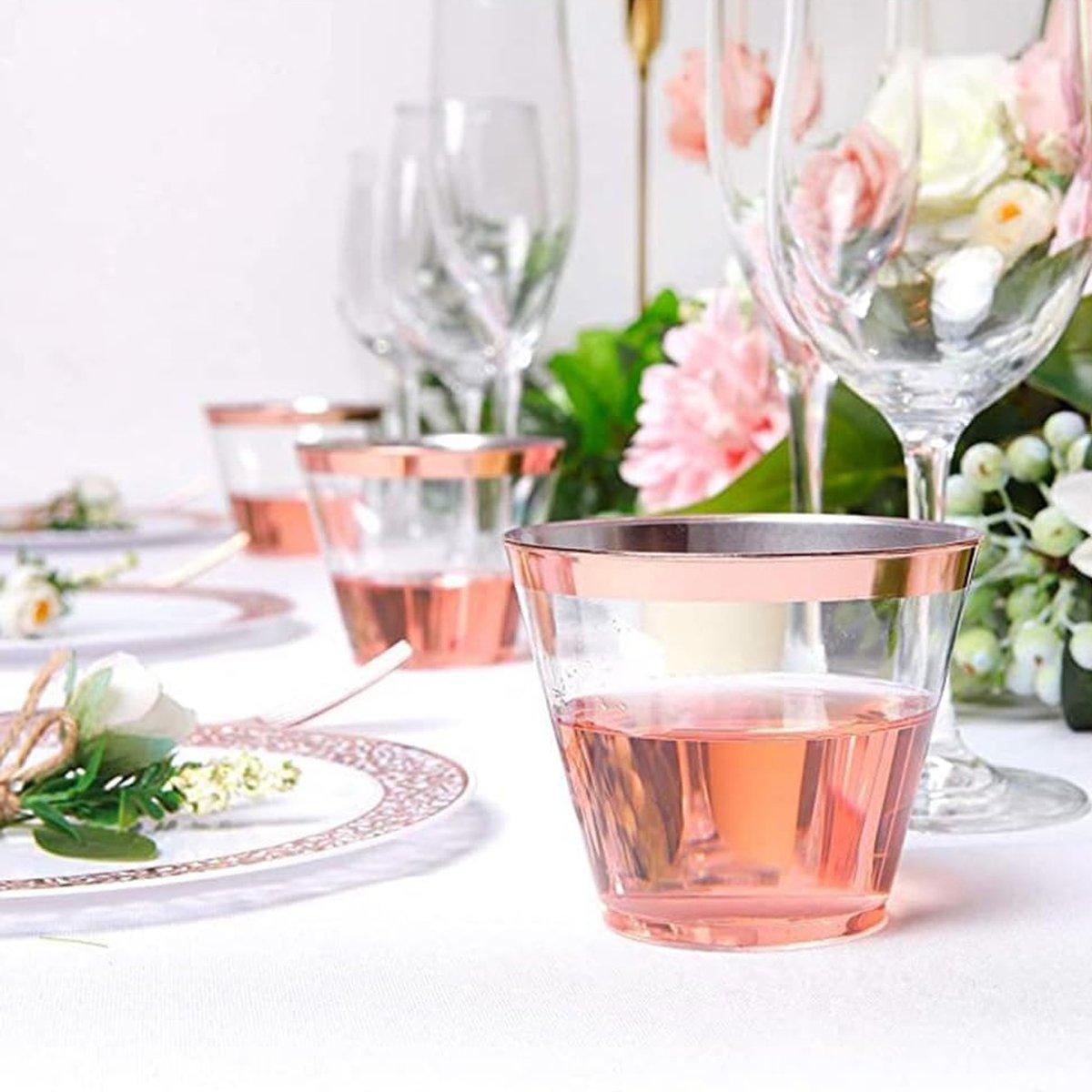 100pcs 9OZ Hot Gold Silver Plastic Wine Cup Western Food Cup Ice Cream - Silver 4