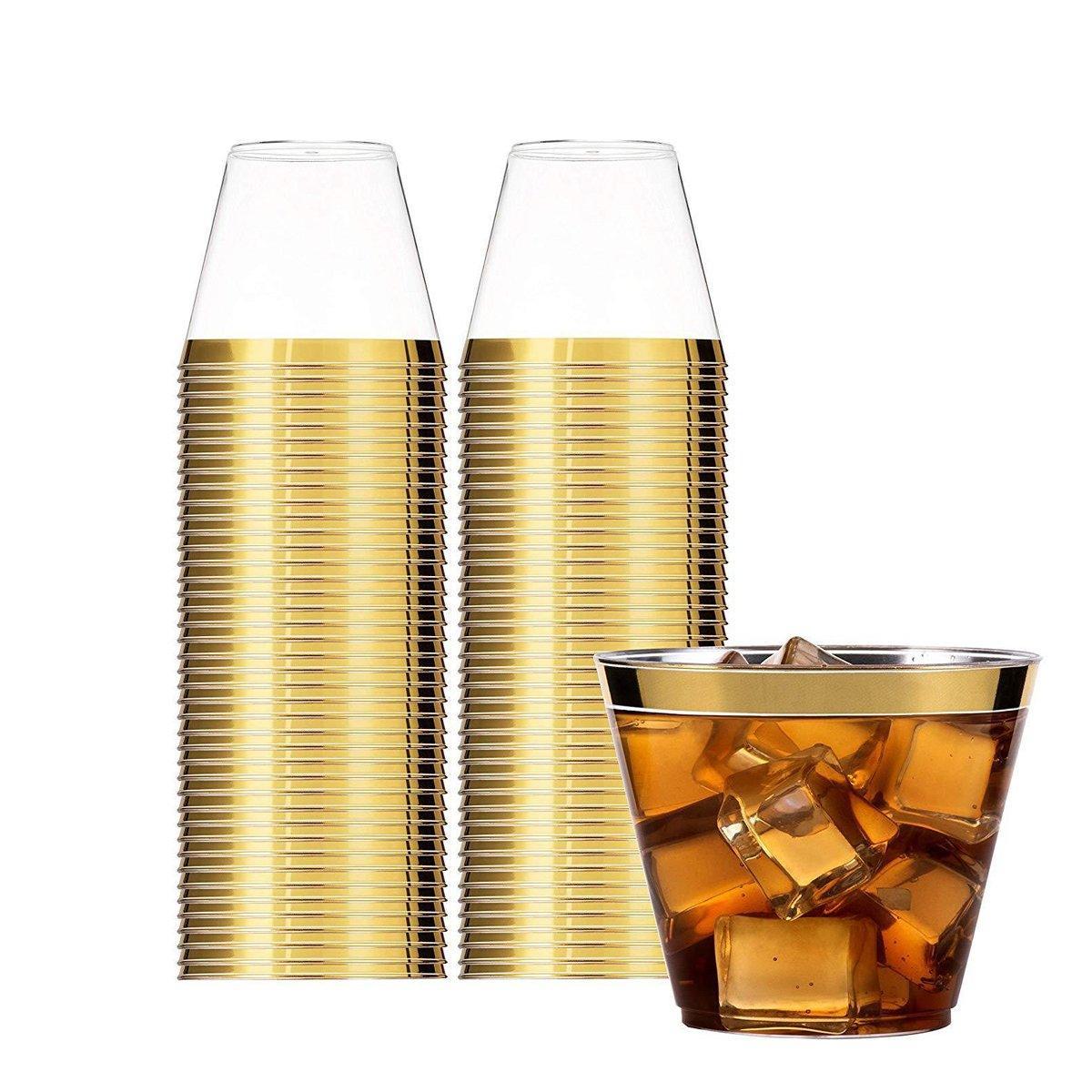 100pcs 9OZ Hot Gold Silver Plastic Wine Cup Western Food Cup Ice Cream - Silver 8