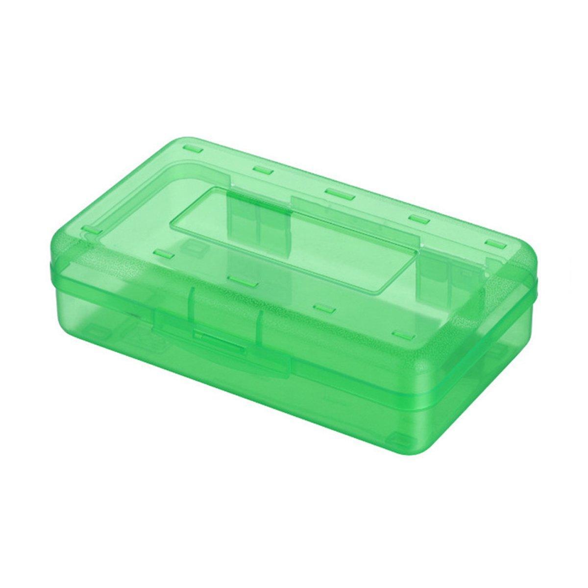 Large Capacity Transparent Plastic Pencil Case Multifunctional Student Art Box - Green 7