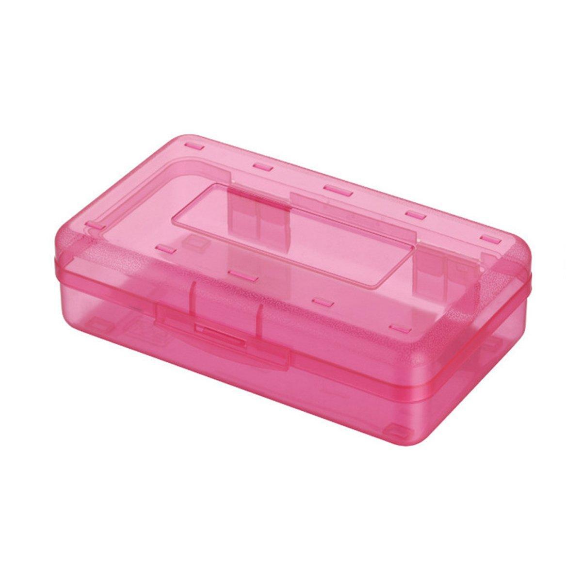 Large Capacity Transparent Plastic Pencil Case Multifunctional Student Art Box - Purple 9