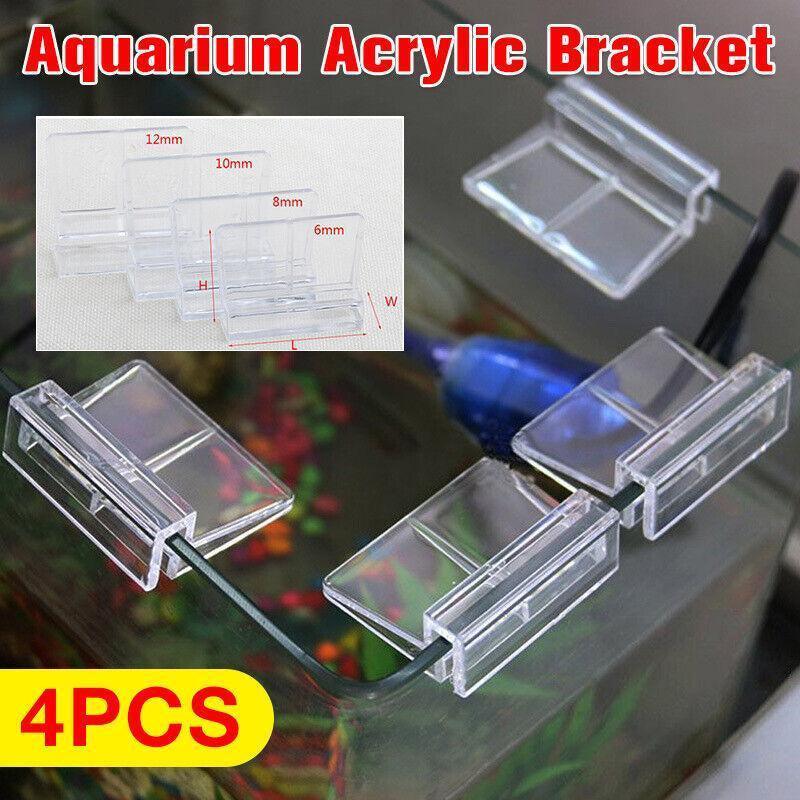 4Pcs Aquarium Fish Tank Glass Cover Support Holder Acrylic Clip Bracket 6/8/10/12mm - 12mm